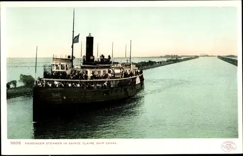 Ak Michigan USA, Passagierdampfer im Sainte Claire Ship Canal