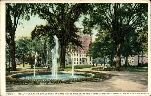 Ak Detroit Michigan USA, Grand Circus Park und das Hotel Tuller