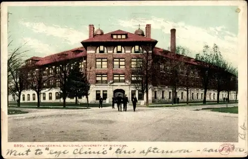 Ak Michigan USA, neues Ingenieurgebäude, Universität