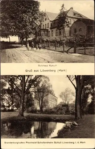 Ak Löwenberg in der Mark, Gutshaus Rohloff, Schloss, Brandenburgisches Provinzial-Schullandheim