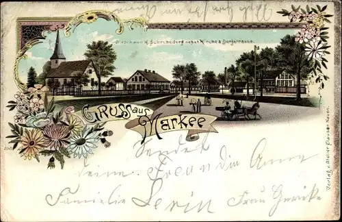 Litho Markee Nauen im Havelland, Kirche, Dorfstraße