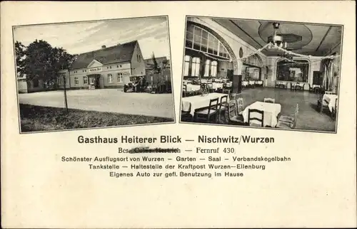 Ak Nischwitz Wurzen in Sachsen, Gasthaus Heiterer Blick, Saal