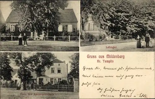 Ak Mildenberg Zehdenick in der Mark, Pfarrhaus, Lehngut, Haus des Amtsvorstehers
