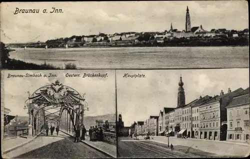 Ak Braunau am Inn Oberösterreich, Hauptplatz, Brückenkopf