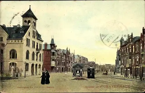 Ak 's Gravenhage Den Haag Südholland, Straßenpartie, Passanten, Straßenbahn