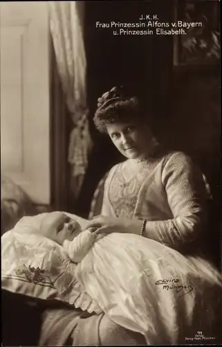 Ak Frau Prinzessin Alfons von Bayern und Prinzessin Elisabeth