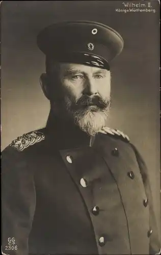 Ak Wilhelm II. König von Württemberg, Portrait in Uniform, Schirmmütze