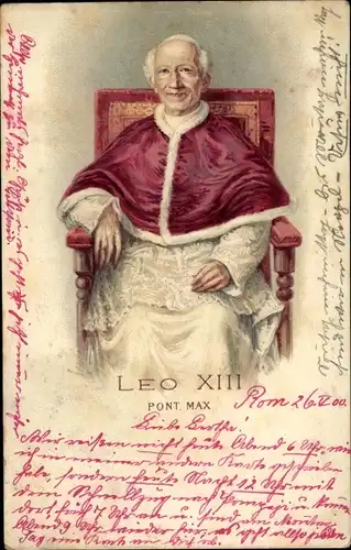 Litho Papst Leo XIII, Thron