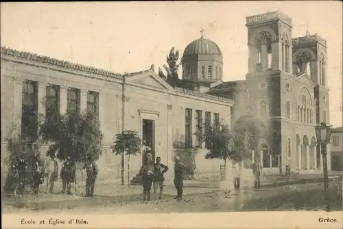Ak Itea Griechenland, Schule und Kirche