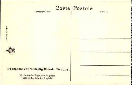 Ak Bruges Brügge Flandern Westflandern, Processie van't Heilig Bloed, Groep de Engelsche Pelgrims