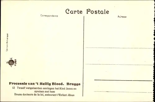 Ak Bruges Westflandern, Processie van't Heilig Bloed, Twaalf wetgeleerden omringen het Kind Jesus