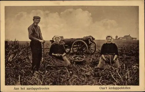 Ak Niederlande, Bauern bei der Arbeit, Ernte, Fuhrwerk