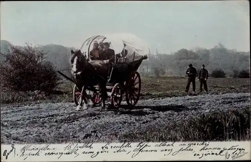 Ak Niederlande, Bauern, Fuhrwerk, Pferd, Niederländische Volkstracht