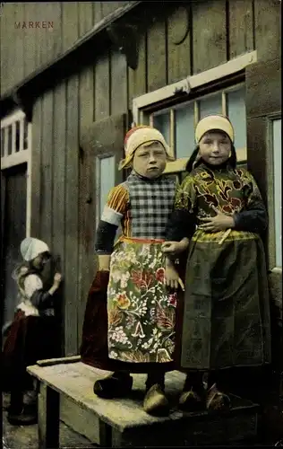 Ak Marken Nordholland Niederlande, Kinder in niederländischen Volkstrachten