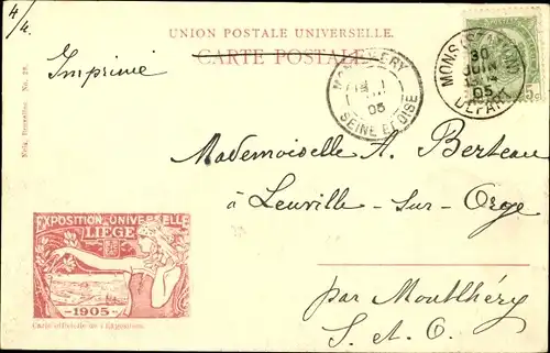 Postkarte Lüttich Lüttich Wallonien, Weltausstellung 1905, Festsaal