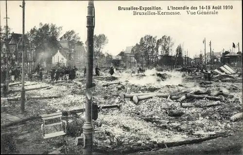 Ak Bruxelles Brüssel, Ausstellung 1910, Der Brand vom 14.-15. August 1910, Brüsseler Kermesse