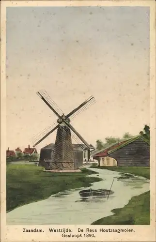 Ak Zaandam Zaanstad Nordholland, De Reus Houtzaag-Mühle