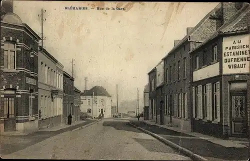 Ak Bléharies Wallonien Hennegau, Bahnhofstraße, Geschäft