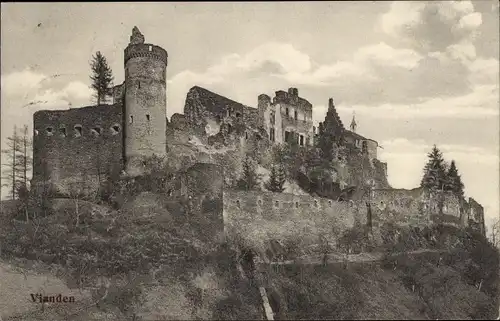 Ak Vianden Luxembourg, Burg, Ruine