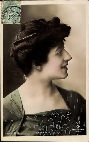 Ak Schauspielerin Zambelli, Portrait, Profilansicht