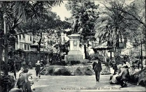 AK Stadt Valencia Spanien, Denkmal für den Ribera-Maler