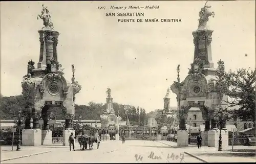 Ak Donostia San Sebastian Baskenland, Die Maria-Cristina-Brücke