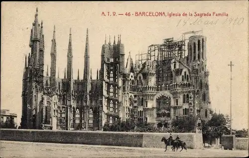 Ak Barcelona Katalonien Spanien, Kirche der Sagrada Familia