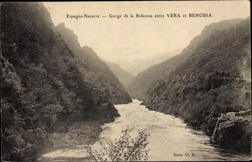 Ak Behobia Gipuzkoa Baskenland, Bidassoa-Schlucht, Entre Vera
