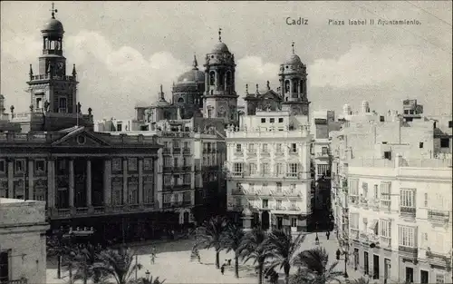 Ak Cádiz Andalusien, Rathaus Plaza Isabel II