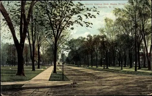 Ak Summit New Jersey USA, Morris Avenue von Maple Street
