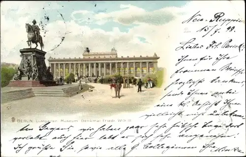 Litho Ak Berlin Mitte, Lustgarten, Museum, Denkmal Friedrich Wilhelm III.