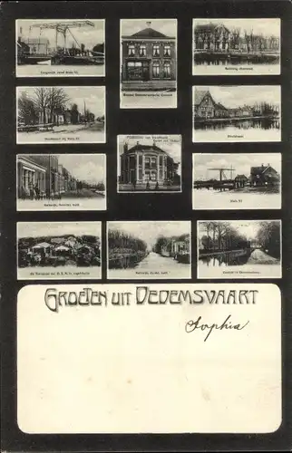 Ak Dedemsvaart Overijssel Niederlande, Schleuse, Postamt, Brücke, Panorama