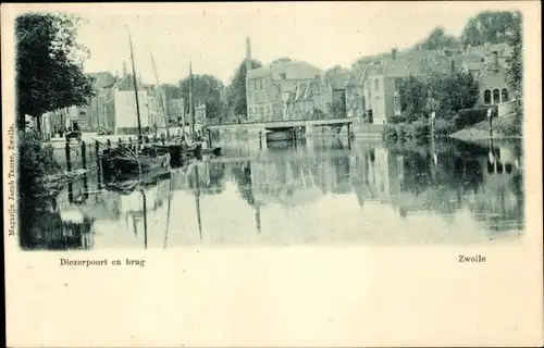 Ak Zwolle Overijssel Niederlande, Diezerpoort, Brücke