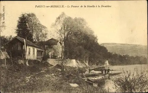 Ak Pagny sur Moselle Meurthe et Moselle, Passeur de la Moselle a la Frontière