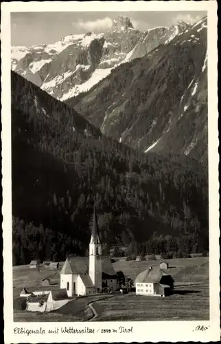 Ak Elbigenalp in Tirol, Ortsansicht, Kirche, Wetterspitze