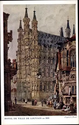 Künstler Ak Prout, Louvain Flandern Flämisch Brabant, Hotel de Ville