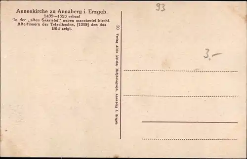 Ak Annaberg Buchholz Erzgebirge, Annenkirche, Tetzelkasten, alte Sakristei