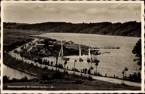 Ak Crimmitschau in Sachsen, Kobertalsperre, Panorama, Segelboote