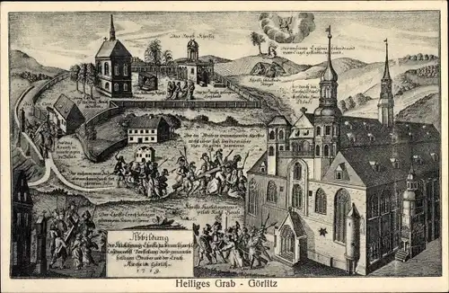 Künstler Ak Görlitz in der Lausitz, Heiliges Grab, Kirche um 1719