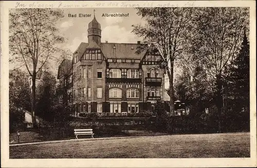 Ak Bad Elster im Vogtland, Blick auf den Albrechtshof, Parkanlage, Gebäude