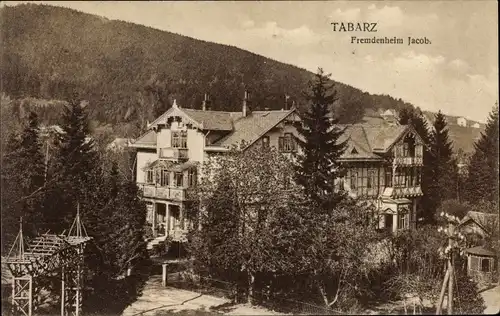 Ak Tabarz im Thüringer Wald, Fremdenheim Jacob aus der Vogelschau, Garten