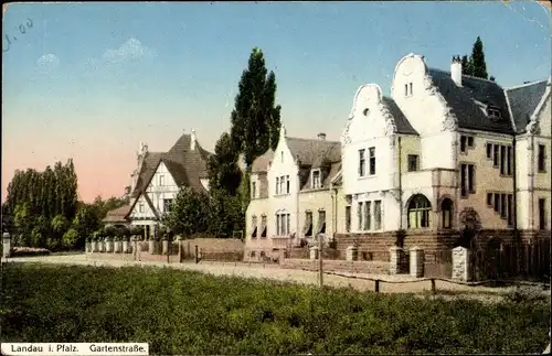 Ak Landau in der Pfalz, Gartenstraße, Straßenpartie