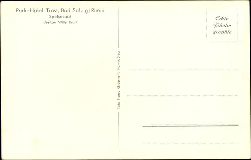 Ak Bad Salzig Boppard am Rhein, Speisesaal vom Parkhotel Trost, Inh. W. Kratt