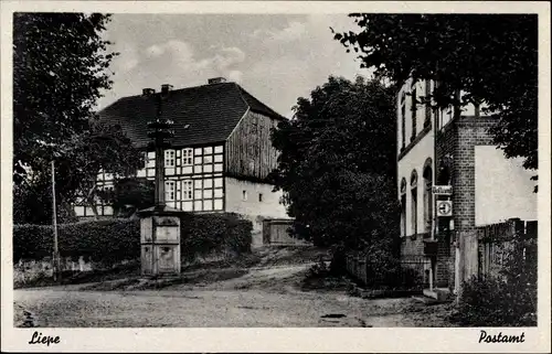 Ak Liepe in Brandenburg, Ansicht vom Postamt, Fachwerkhaus
