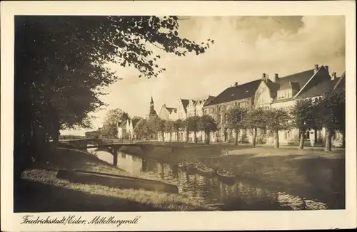 Ak Friedrichstadt an der Eider, Wasserpartie am Mittelburgwall