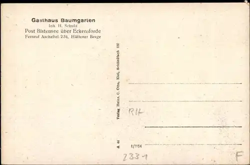 Ak Ascheffel in Schleswig Holstein, Gasthaus Baumgarten, Inh. H. Schulz