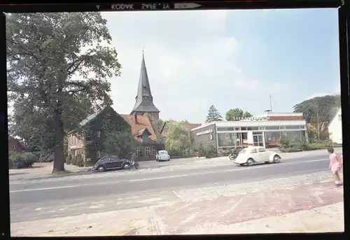 7 Zelluloid Negative Asendorf Landkreis Diepholz, Kirche, Schule, Kegelbahn