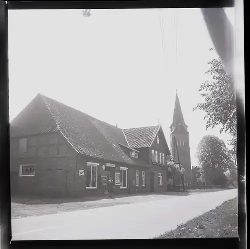 7 Zelluloid Negative Schwarme in Niedersachsen, Feld, Geschäft, Kühe