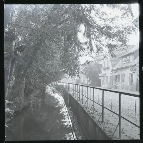 12 Zelluloid Negative Bücken in Niedersachsen, Bach, Straße, Park