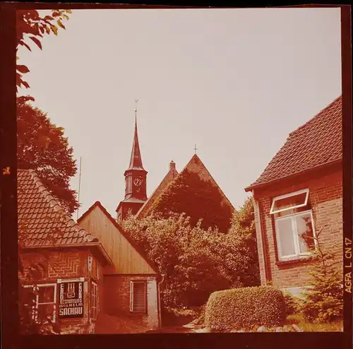 8 Zelluloid Negative Kellinghusen in Holstein, Bahnhof, Hotel, Kirche